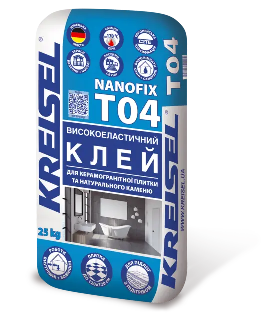 Клей для плитки KREISEL та натурального каменю високоеластичний NANOFIX T04 25 кг